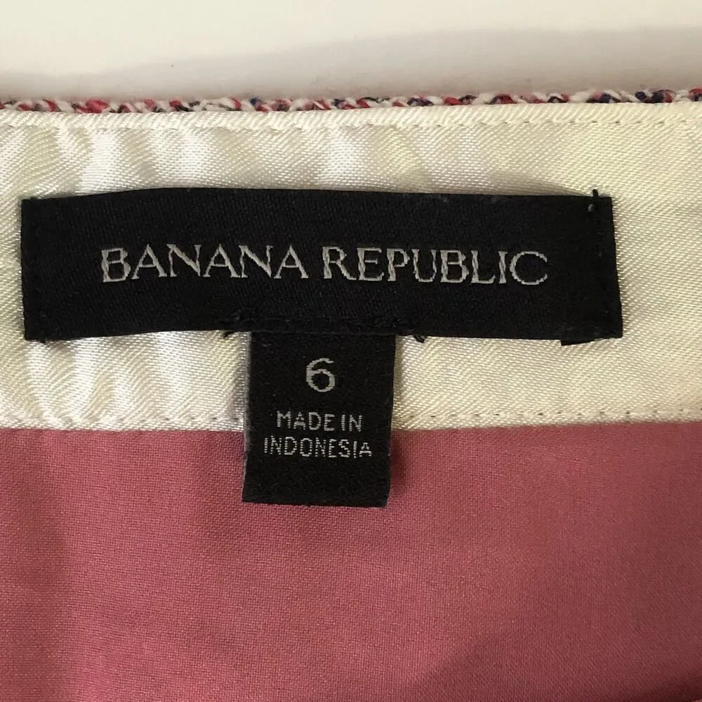 banana republic Pink Tweed Faux Wrap Skirt Fringe HemA Line  Mini Skirt Size 6